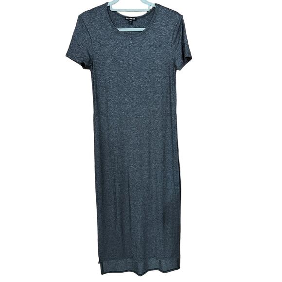 Express Women's Dark Heather Gray Maxi Dress w/ High Double Slits Sz S - Picture 1 of 5